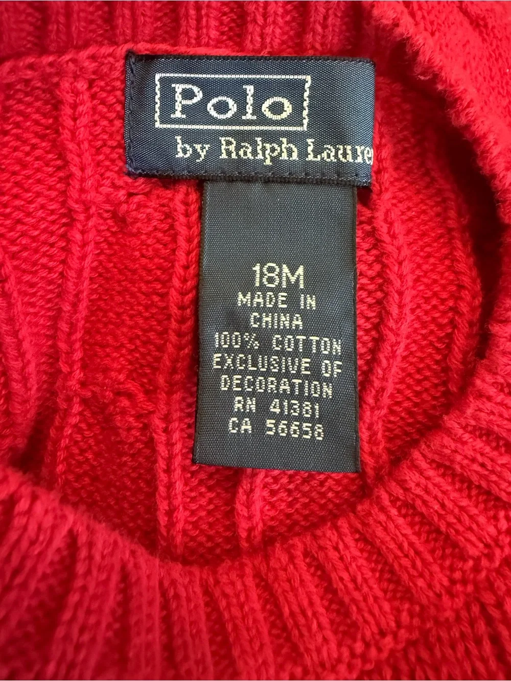 Baby boys Polo by Ralph Lauren red ribbed polo sweater. EUC Size 18 months